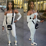 Off Shoulder Long Sleeve Skinny One Piece Jumpsuit JLY-19265