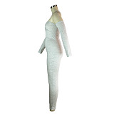Off Shoulder Long Sleeve Skinny One Piece Jumpsuit JLY-19265