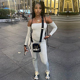 Off Shoulder Long Sleeve Skinny One Piece Jumpsuit JLY-19265