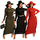 Solid Long Sleeve O Neck Side Tassel Maxi Dress HANI-066