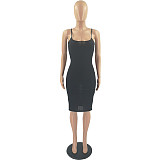 Knit Cardigan+Spaghetti Straps Pencil Dress Set FOS-8113