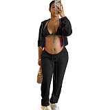 Zip Hooded Jacket+Bra+Jogging Pants Set WSY-5918
