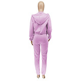 Zip Hooded Jacket+Bra+Jogging Pants Set WSY-5918
