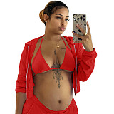 Zip Hooded Jacket+Bra+Jogging Pants Set WSY-5918