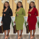 Knit Cardigan+Spaghetti Straps Pencil Dress Set FOS-8113