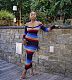 Gradient Print Low Cut Long Sleeve Bodycon Dress XMY-9338