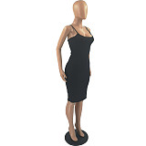 Knit Cardigan+Spaghetti Straps Pencil Dress Set FOS-8113