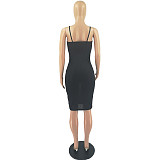 Knit Cardigan+Spaghetti Straps Pencil Dress Set FOS-8113