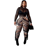 Print Tassel Bodycon Long Pants LSD-81077