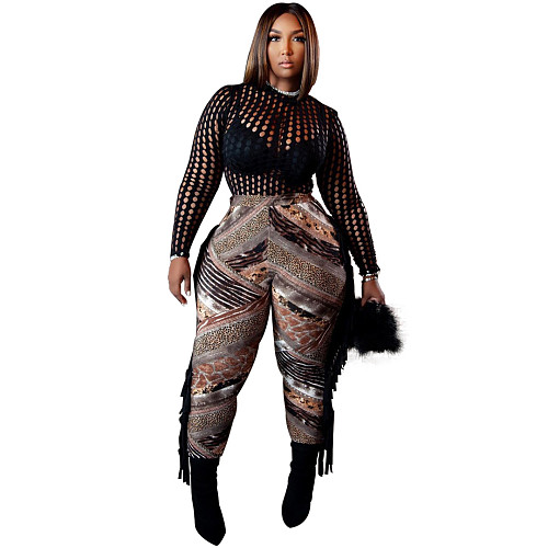 Print Tassel Bodycon Long Pants LSD-81077