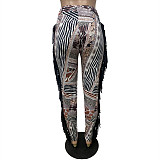 Print Tassel Bodycon Long Pants LSD-81077