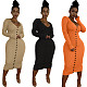 Sexy Low Cut Buttons Article Pit Maxi Dress FNN-8651