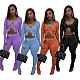 Article Pit Crop Top And Slit Flared Pants 2 Piece Set LA-3299