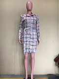 Turn Down Collar Single Breasted Plaid Shirt Dress ORY-5216