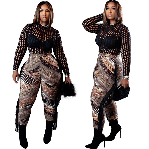 Print Tassel Bodycon Long Pants LSD-81077