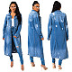 Women Broken Holes Long Denim Cape Coat Dress LX-8083