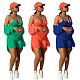 Long Sleeve Cardigan Shirt+Strap Crop Top+Shorts Set MEM-88398