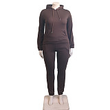 Plus Size 5XL Fleece-lined Hoodies and Pants 2 Pieces Suit YS-8839