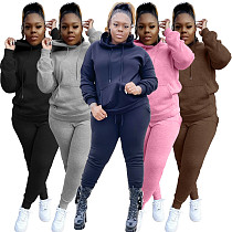 Plus Size 5XL Fleece-lined Hoodies and Pants 2 Pieces Suit YS-8839