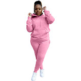 Plus Size 5XL Fleece-lined Hoodies and Pants 2 Pieces Suit YS-8839