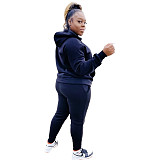 Plus Size 5XL Fleece-lined Hoodies and Pants 2 Pieces Suit YS-8839