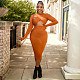 Solid Color Hollow Out Cross Skinny Maxi Dresses MEY-20771