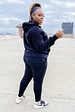 Plus Size 5XL Fleece-lined Hoodies and Pants 2 Pieces Suit YS-8839