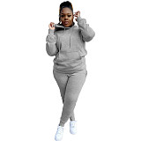 Plus Size 5XL Fleece-lined Hoodies and Pants 2 Pieces Suit YS-8839