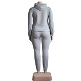 Plus Size 5XL Fleece-lined Hoodies and Pants 2 Pieces Suit YS-8839