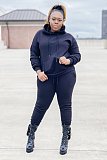 Plus Size 5XL Fleece-lined Hoodies and Pants 2 Pieces Suit YS-8839