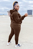 Plus Size 5XL Fleece-lined Hoodies and Pants 2 Pieces Suit YS-8839