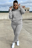 Plus Size 5XL Fleece-lined Hoodies and Pants 2 Pieces Suit YS-8839