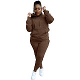 Plus Size 5XL Fleece-lined Hoodies and Pants 2 Pieces Suit YS-8839