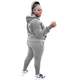 Plus Size 5XL Fleece-lined Hoodies and Pants 2 Pieces Suit YS-8839