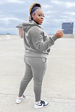 Plus Size 5XL Fleece-lined Hoodies and Pants 2 Pieces Suit YS-8839
