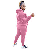 Plus Size 5XL Fleece-lined Hoodies and Pants 2 Pieces Suit YS-8839