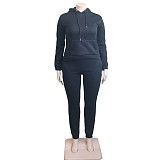 Plus Size 5XL Fleece-lined Hoodies and Pants 2 Pieces Suit YS-8839