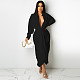 Solid Color Turn Down Collar Button Up Shirt Dress FSX-318
