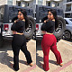 Solid Color Knitted Full Length Flared Pants LSL-6398