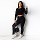 Long Sleeve Backless Bandage Crop Top Pants Set DD-88139