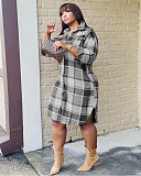 Classic Plaid Shirt Woolen Long Coat XY-9120