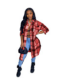 Classic Plaid Shirt Woolen Long Coat XY-9120