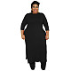 Solid Side Split Long T Shirt Loose Wide Leg Pants Set MA-456
