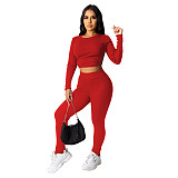 Long Sleeve Backless Bandage Crop Top Pants Set DD-88139