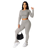 Long Sleeve Backless Bandage Crop Top Pants Set DD-88139