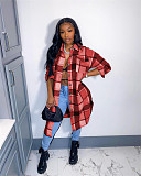 Classic Plaid Shirt Woolen Long Coat XY-9120