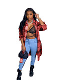 Classic Plaid Shirt Woolen Long Coat XY-9120