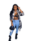 Classic Plaid Shirt Woolen Long Coat XY-9120