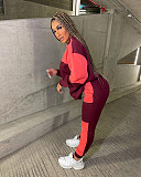 Color Block Pathwork Fleece Sweatshirt And Pants Set WSM-5292