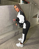 Color Block Pathwork Fleece Sweatshirt And Pants Set WSM-5292